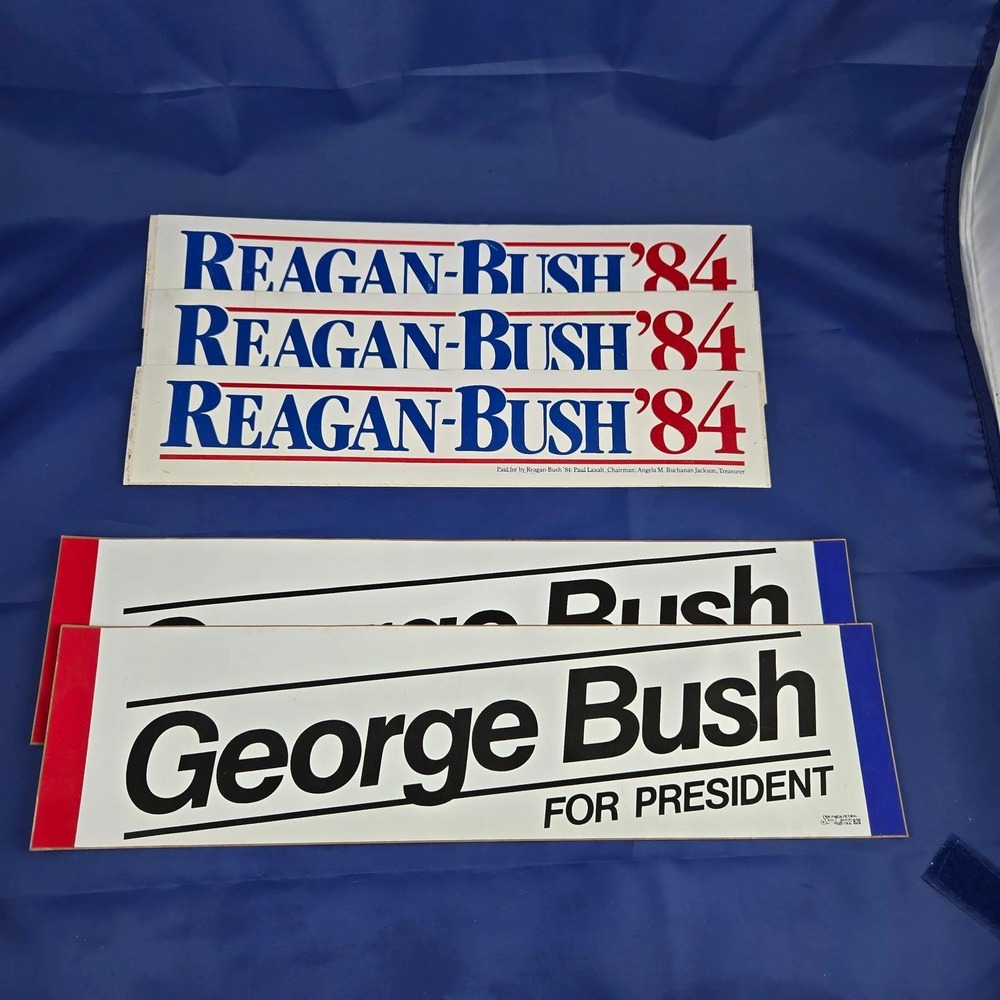 Reagan-Bush '84 George Bush For President Bumper‎ Sticker Lot NOS Vintage